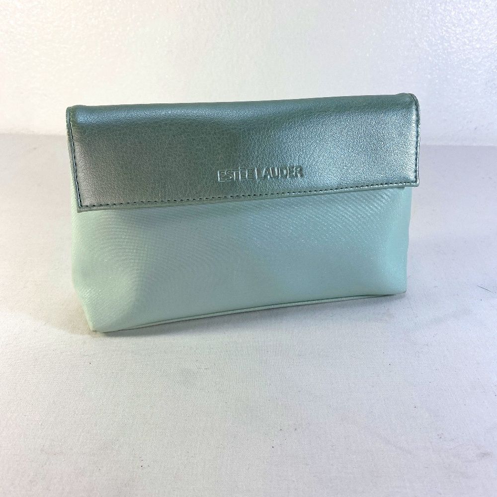 Estee Lauder Womens Small Cosmetic Bag Makeup Clutch Vinyl Lined Snap Top 8"x5"